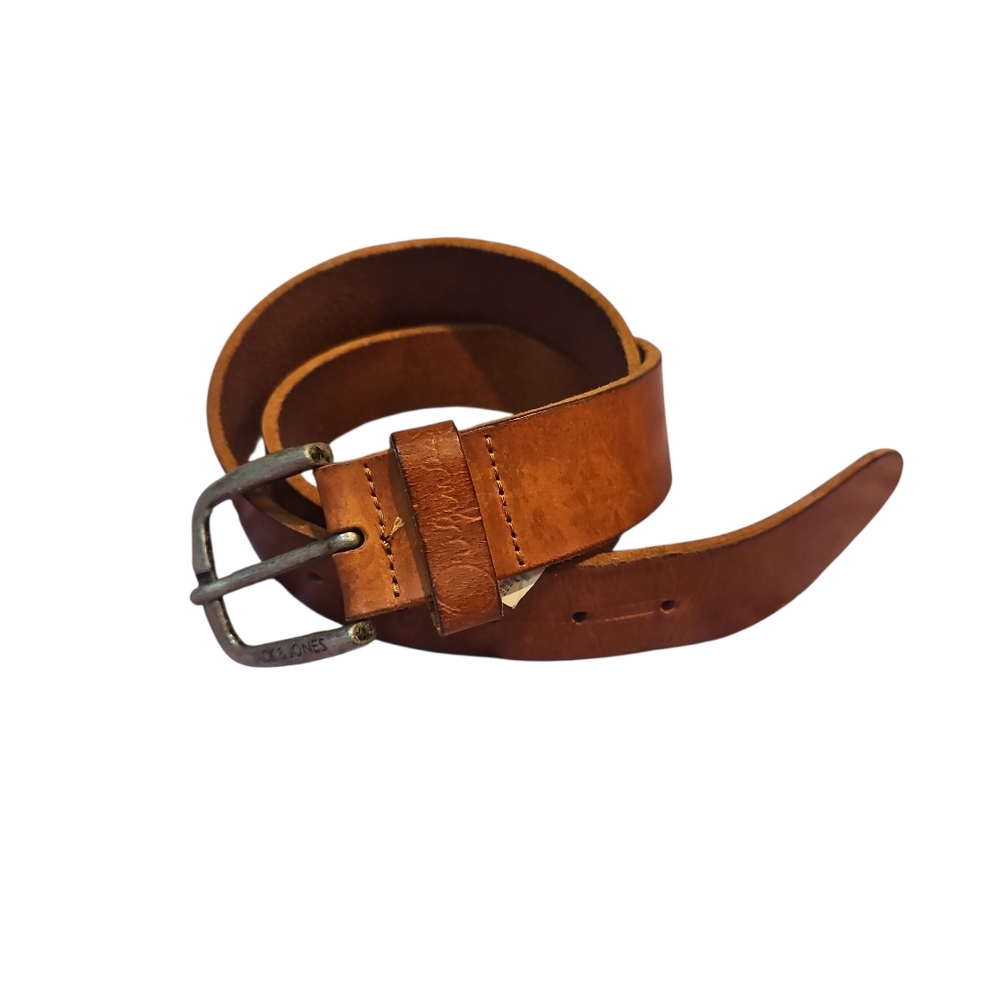 Jack & Jones Man Brown Geniun Leather Belt Made In Italy